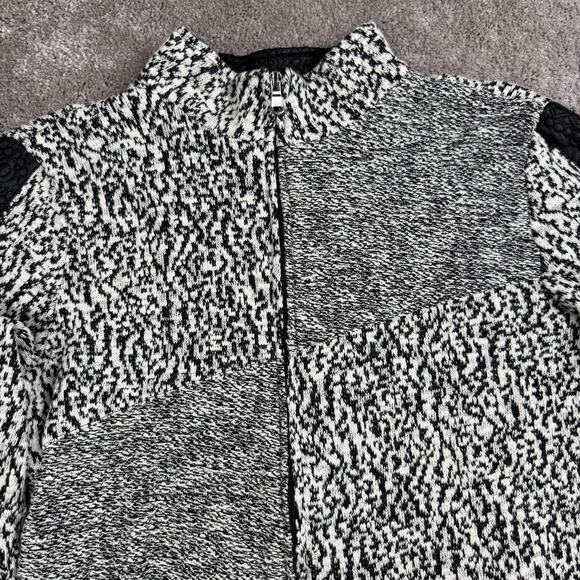 Erin London Jacket Size S Black Cream Zip Up Texture Blazer Animal Corp Business - Picture 2 of 4